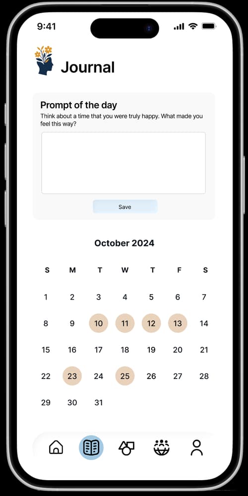 CalmIllini Journal Screen