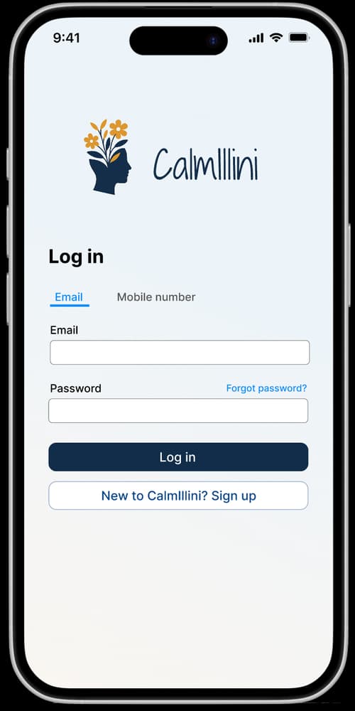 CalmIllini Log In Screen