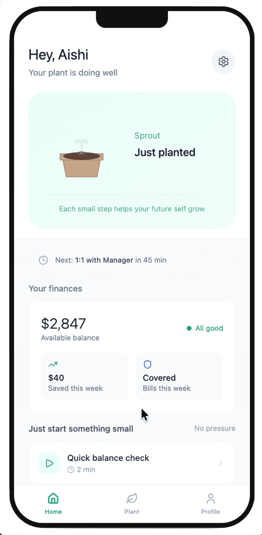 Home dashboard & plant view